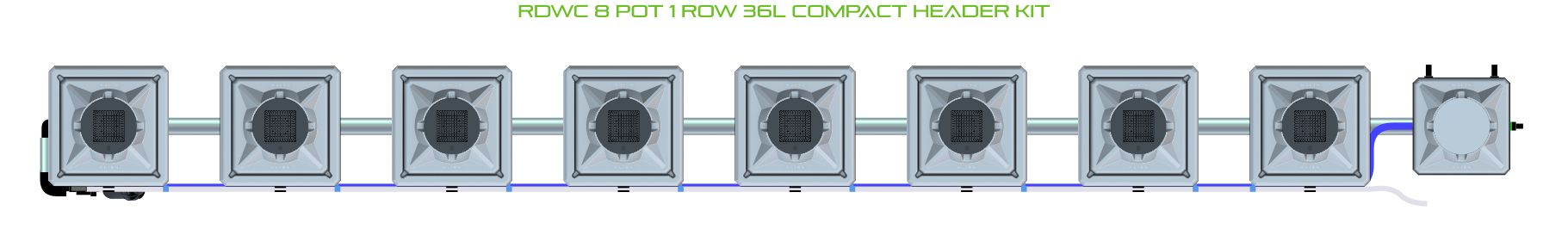 Alien Hydroponics RDWC 8 Pot 1 Row Kit