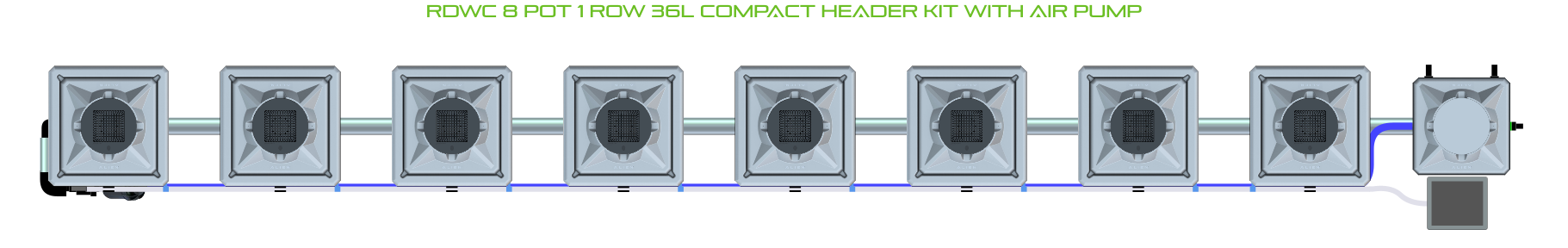 Alien Hydroponics RDWC 8 Pot 1 Row Kit