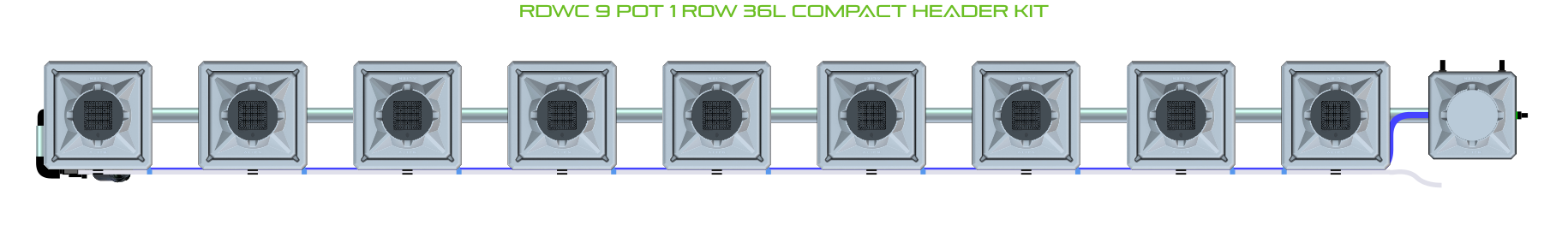Alien Hydroponics RDWC 9 Pot 1 Row Kit
