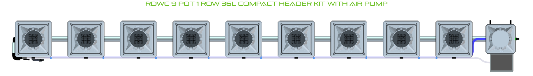 Alien Hydroponics RDWC 9 Pot 1 Row Kit