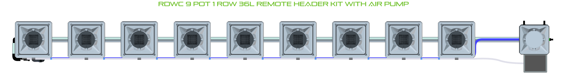 Alien Hydroponics RDWC 9 Pot 1 Row Kit