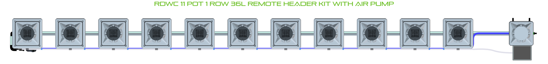 Alien Hydroponics RDWC 11 Pot 1 Row Kit