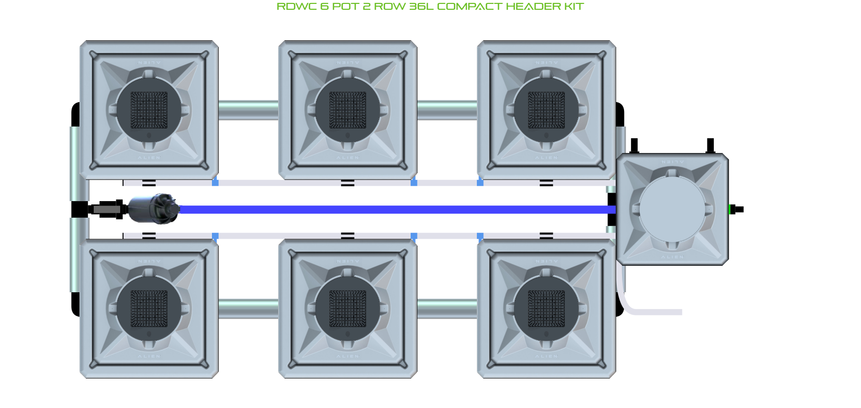 Alien Hydroponics RDWC 6 Pot 2 Row Kit