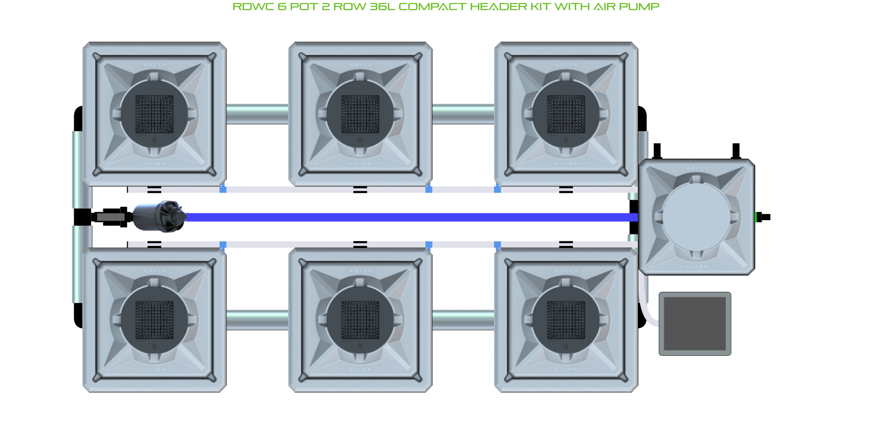 Alien Hydroponics RDWC 6 Pot 2 Row Kit