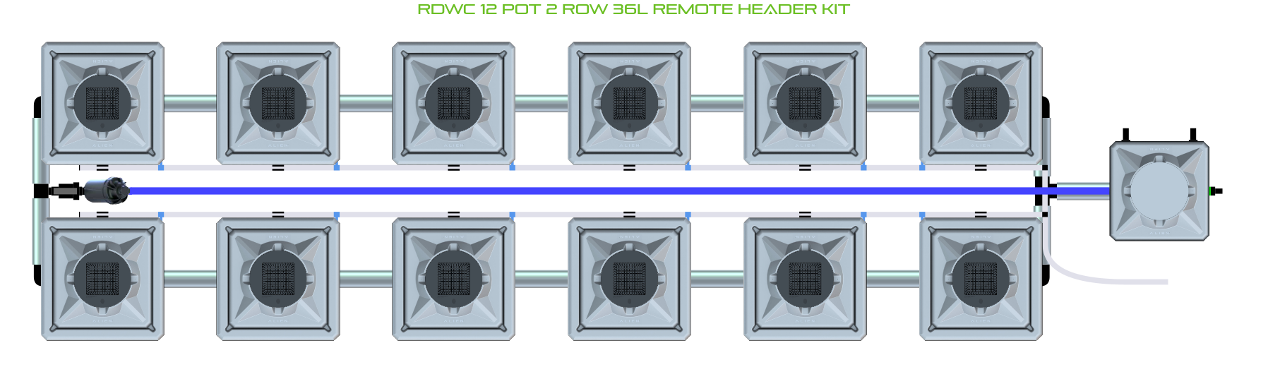 Alien Hydroponics RDWC 12 Pot 2 Row Kit