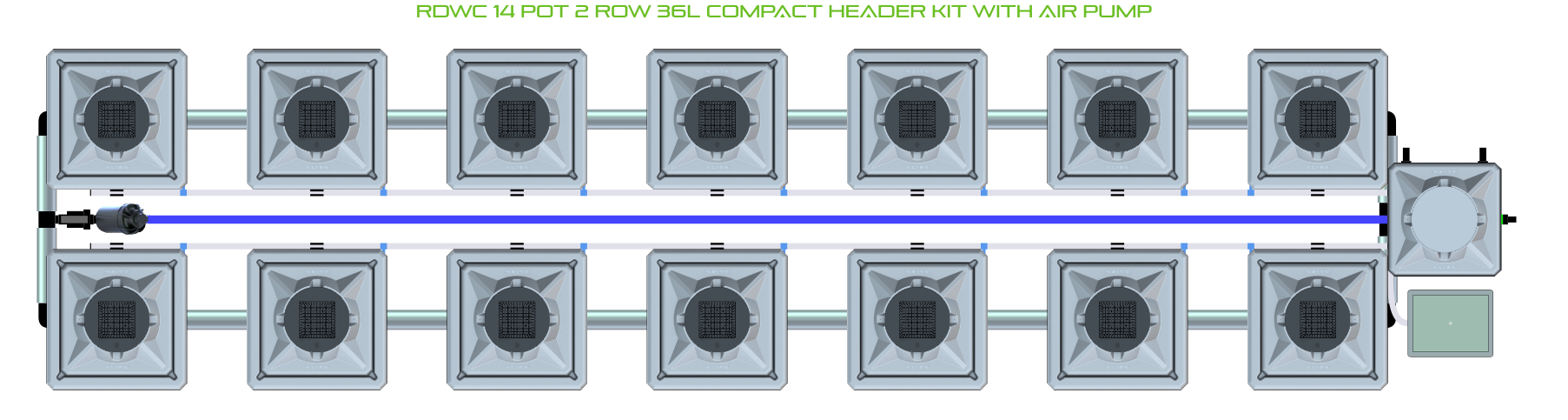 Alien Hydroponics RDWC 14 Pot 2 Row Kit