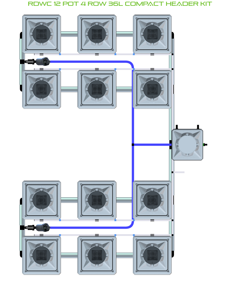 Alien Hydroponics RDWC 12 Pot 4 Row Kit