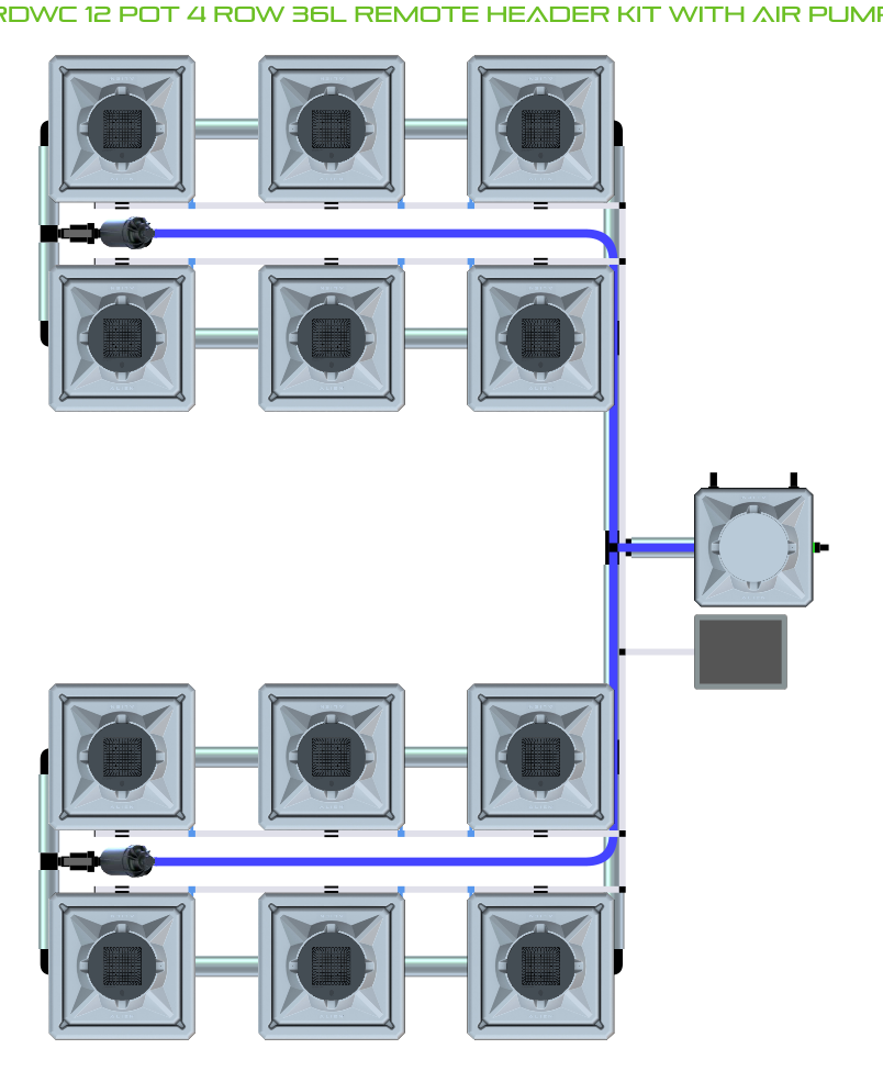 Alien Hydroponics RDWC 12 Pot 4 Row Kit