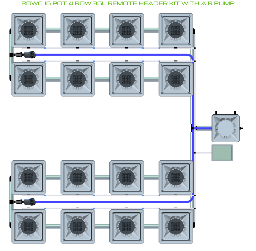 Alien Hydroponics RDWC 16 Pot 4 Row Kit