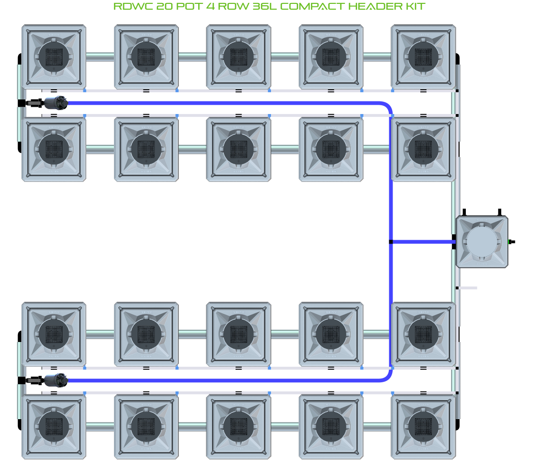 Alien Hydroponics RDWC 20 Pot 4 Row Kit