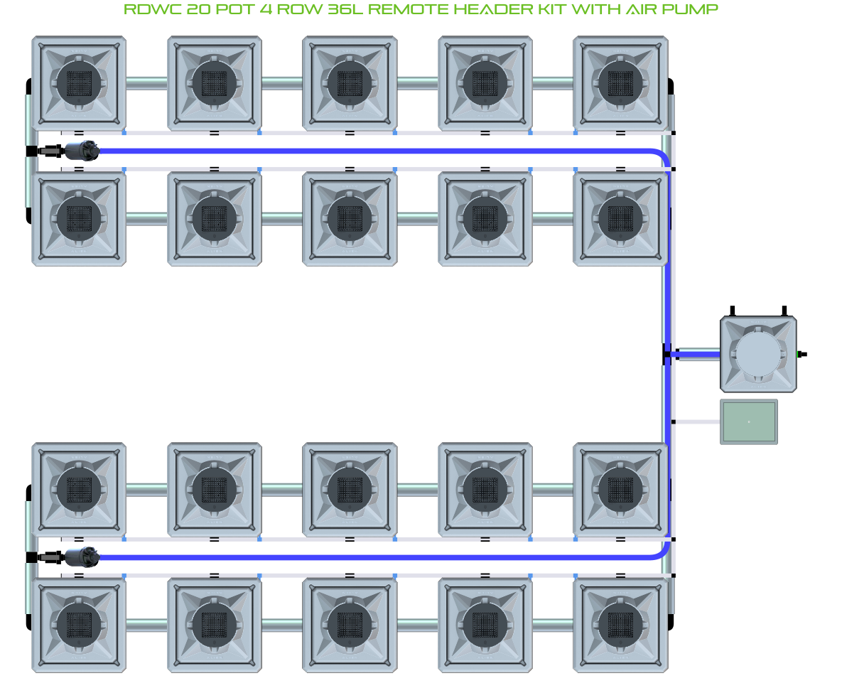 Alien Hydroponics RDWC 20 Pot 4 Row Kit