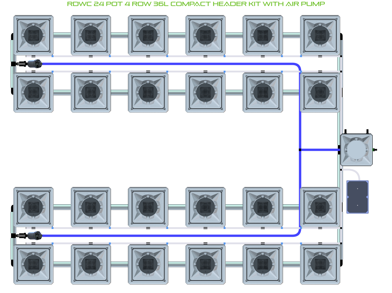 Alien Hydroponics RDWC 24 Pot 4 Row Kit