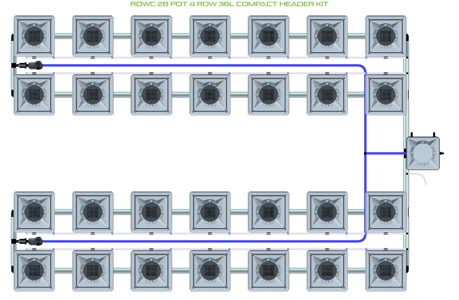 Alien Hydroponics RDWC 28 Pot 4 Row Kit
