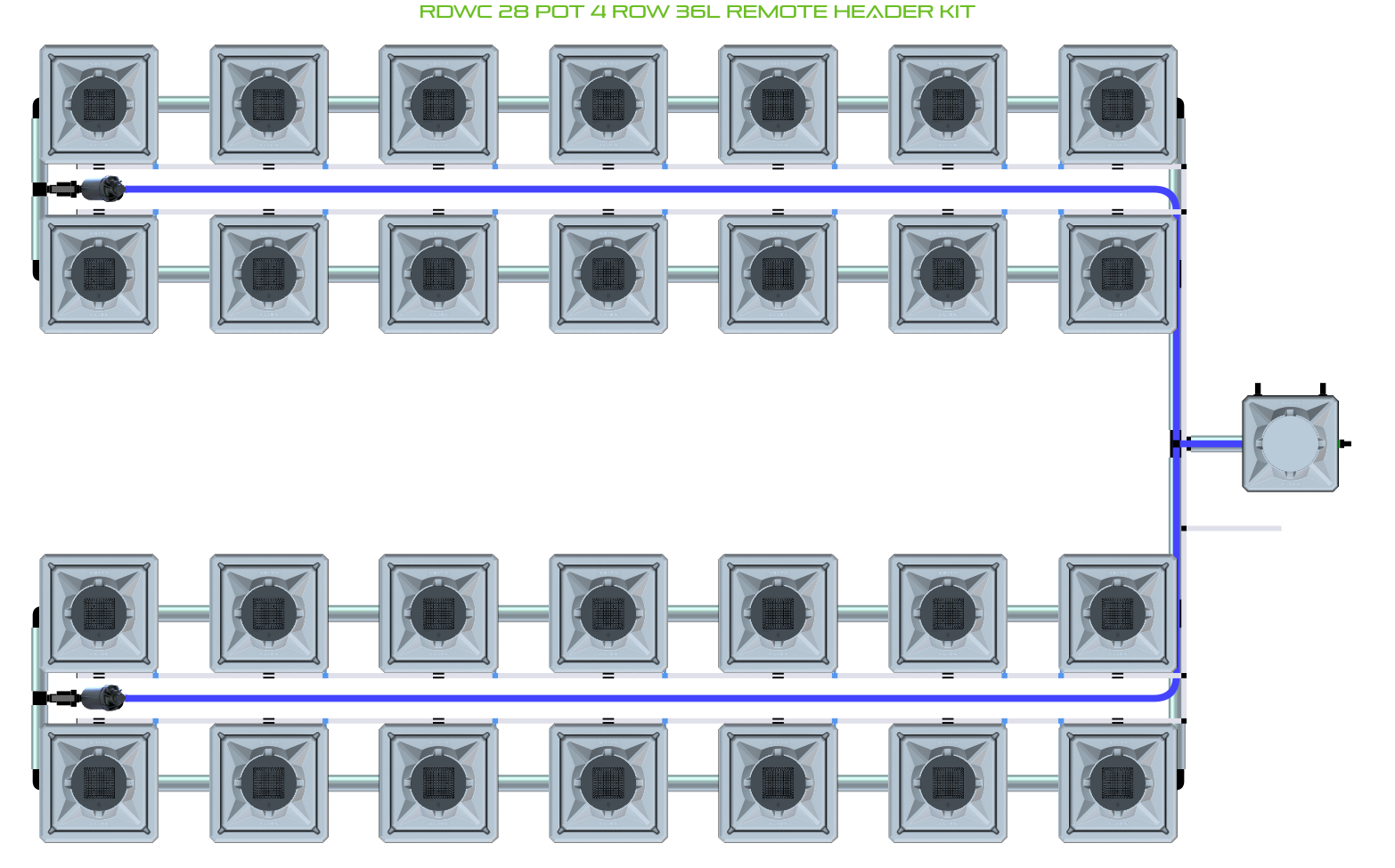 Alien Hydroponics RDWC 28 Pot 4 Row Kit