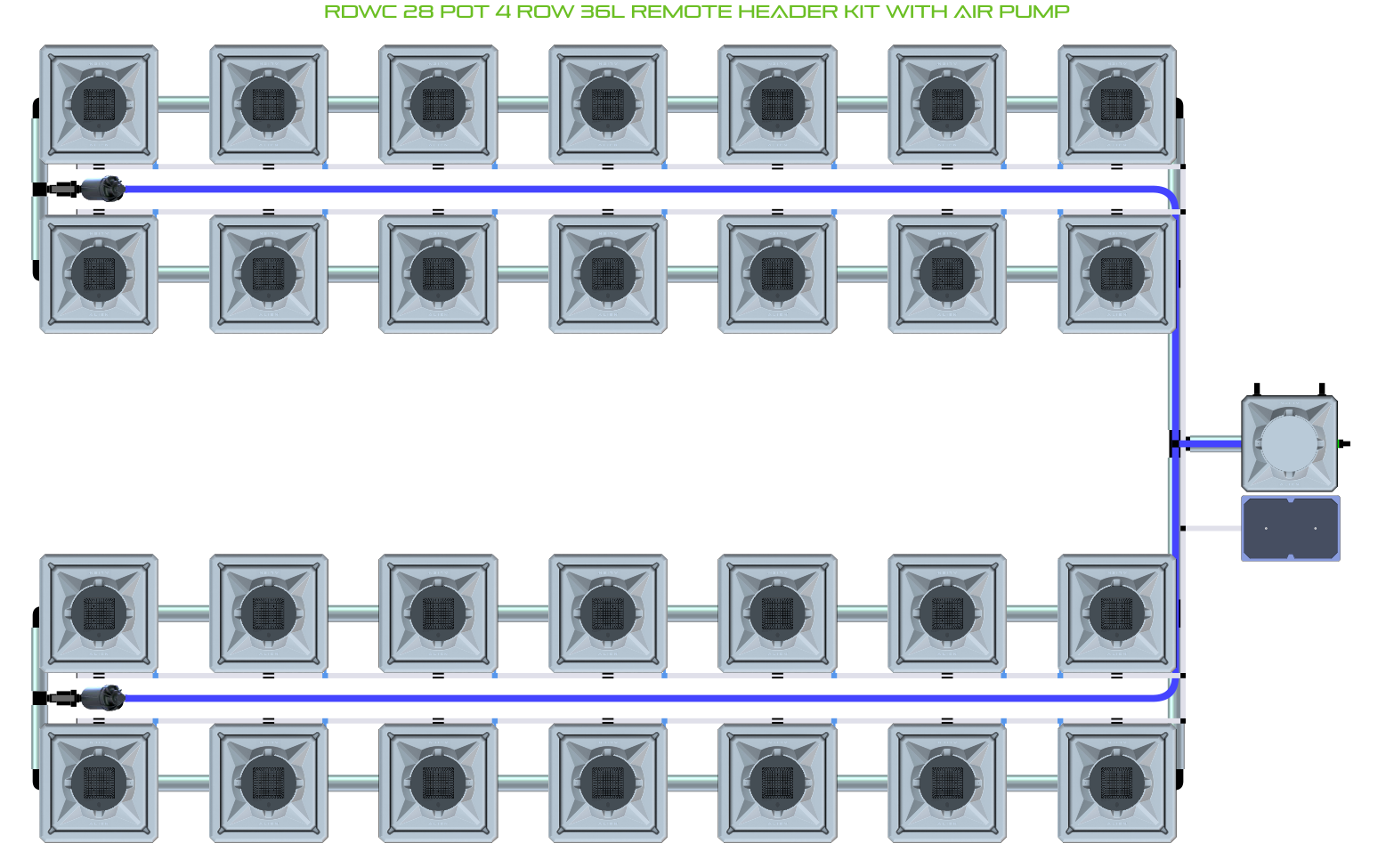 Alien Hydroponics RDWC 28 Pot 4 Row Kit