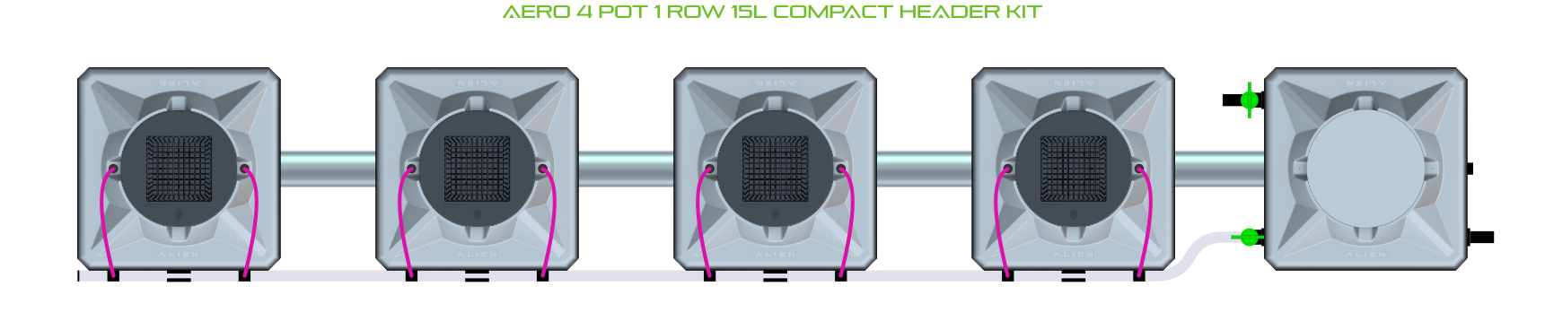 Alien Hydroponics AERO 4 Pot 1 Row Kit