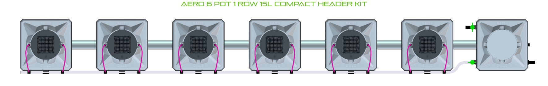 Alien Hydroponics AERO 6 Pot 1 Row Kit