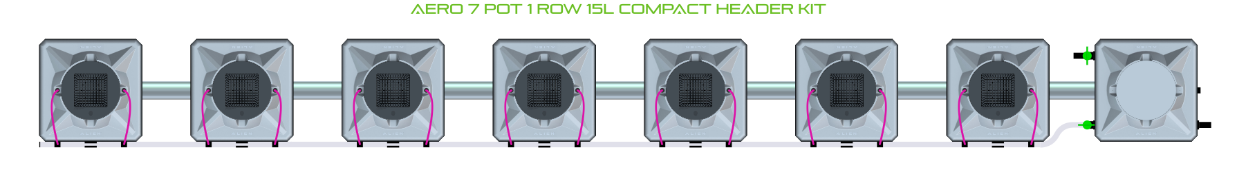 Alien Hydroponics AERO 7 Pot 1 Row Kit