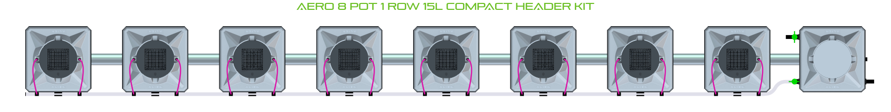 Alien Hydroponics AERO 8 Pot 1 Row Kit