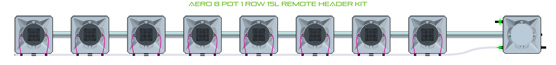 Alien Hydroponics AERO 8 Pot 1 Row Kit