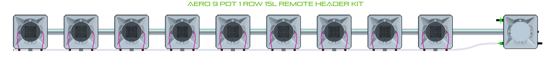 Alien Hydroponics AERO 9 Pot 1 Row Kit