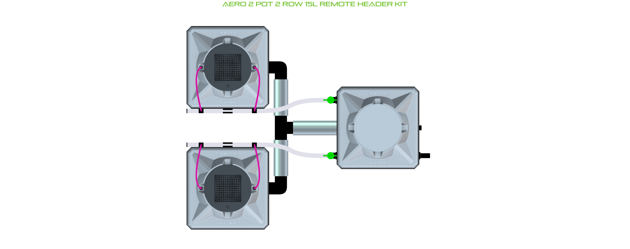Alien Hydroponics AERO 2 Pot 2 Row Kit