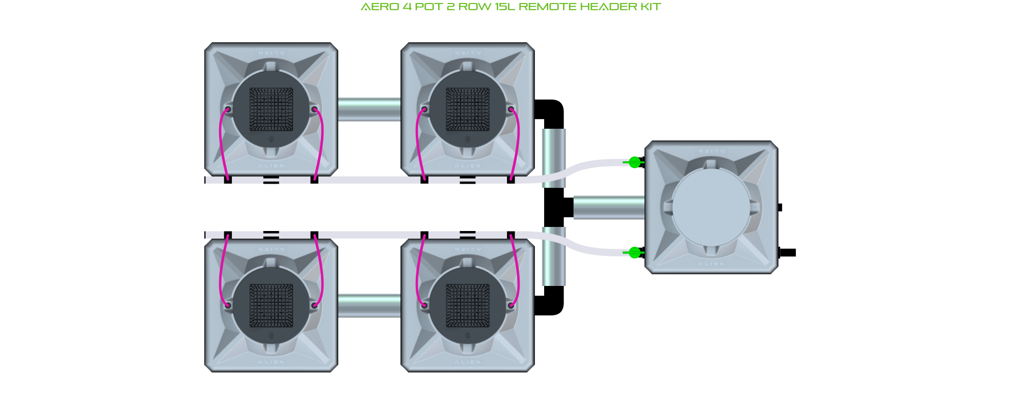 Alien Hydroponics AERO 4 Pot 2 Row Kit