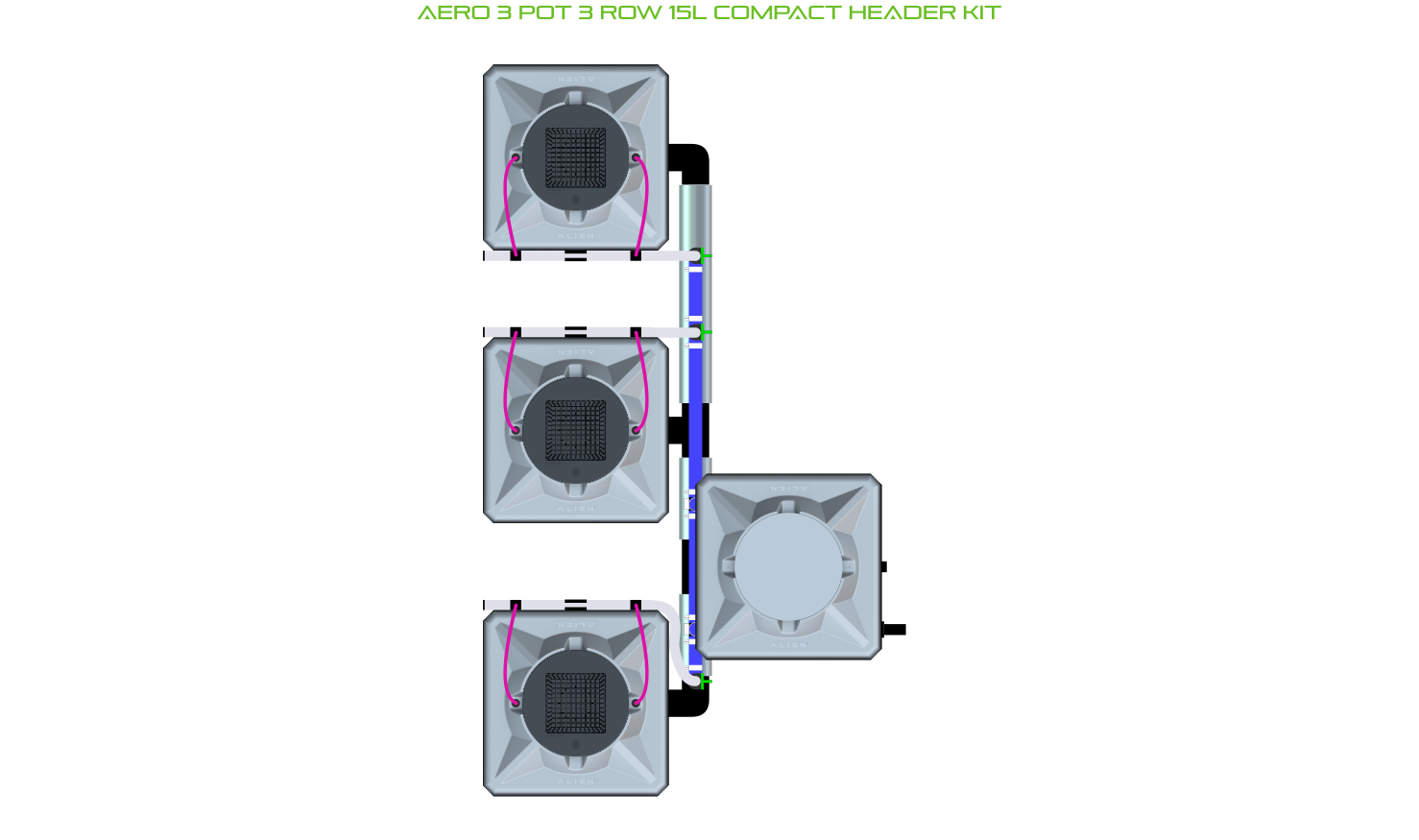 Alien Hydroponics AERO 3 Pot 3 Row Kit