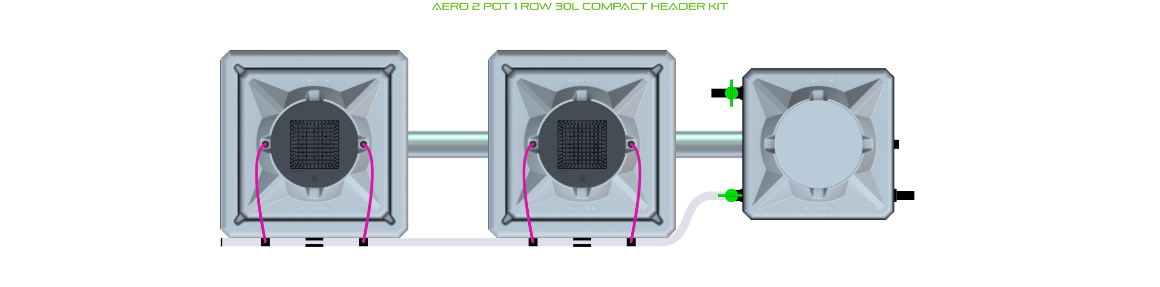 Alien Hydroponics AERO 2 Pot 1 Row Kit