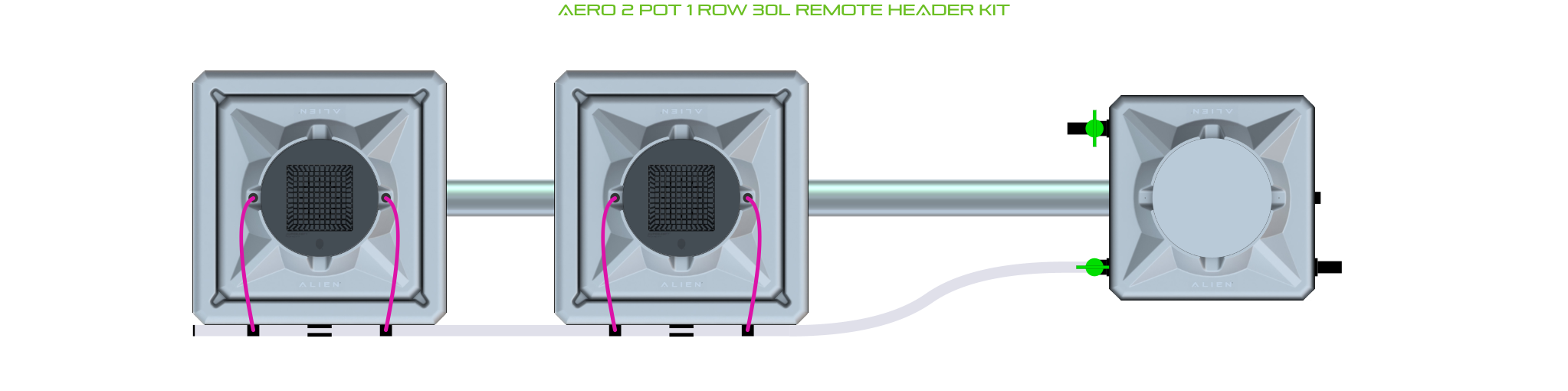 Alien Hydroponics AERO 2 Pot 1 Row Kit
