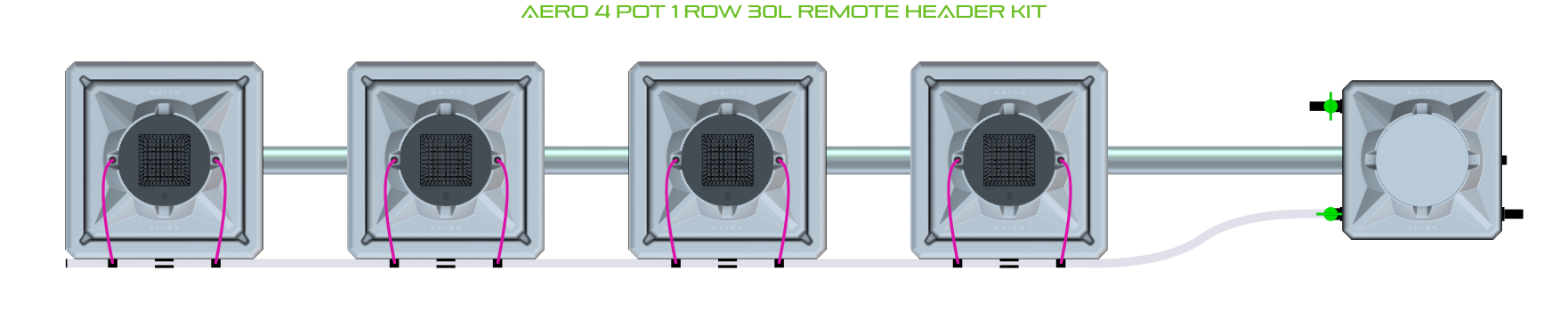 Alien Hydroponics AERO 4 Pot 1 Row Kit