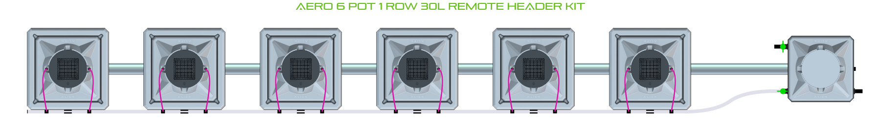 Alien Hydroponics AERO 6 Pot 1 Row Kit