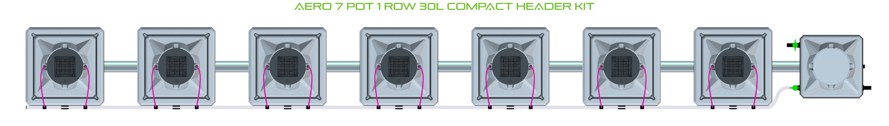 Alien Hydroponics AERO 7 Pot 1 Row Kit