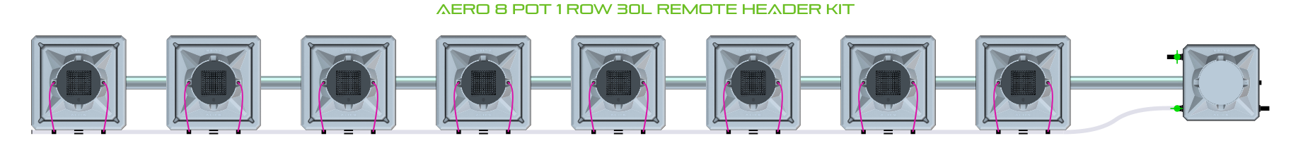 Alien Hydroponics AERO 8 Pot 1 Row Kit