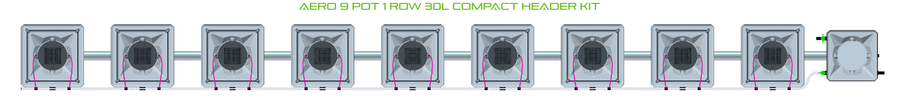 Alien Hydroponics AERO 9 Pot 1 Row Kit