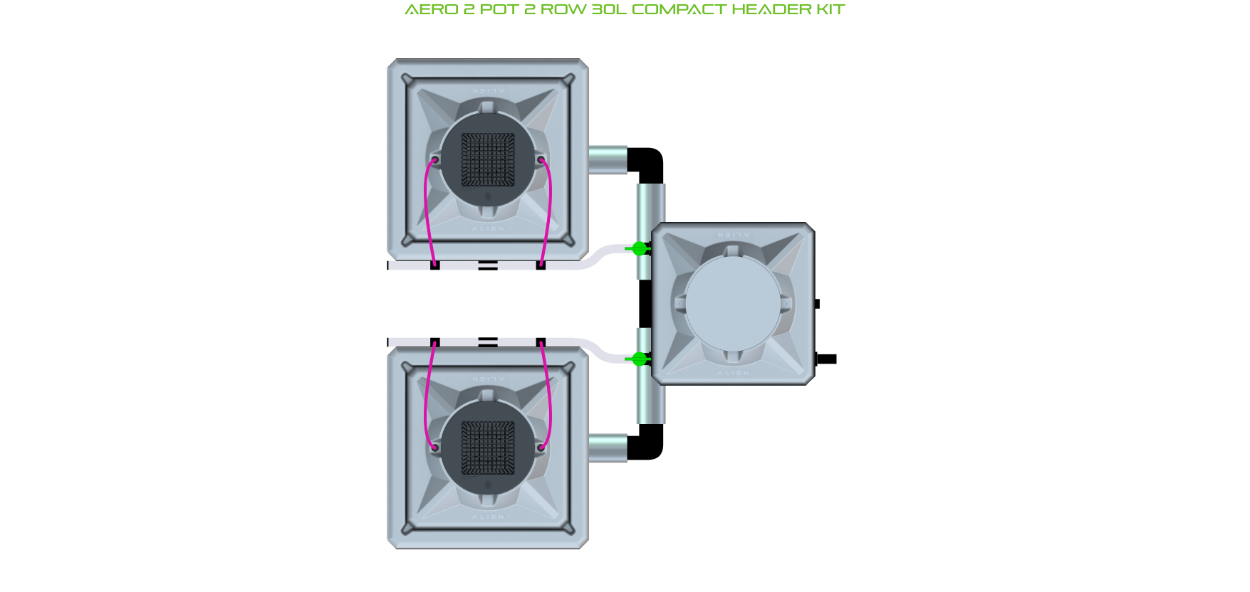 Alien Hydroponics AERO 2 Pot 2 Row Kit