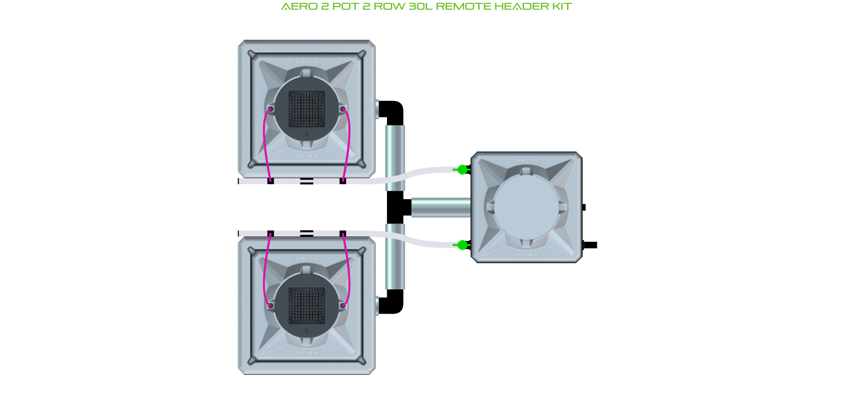 Alien Hydroponics AERO 2 Pot 2 Row Kit