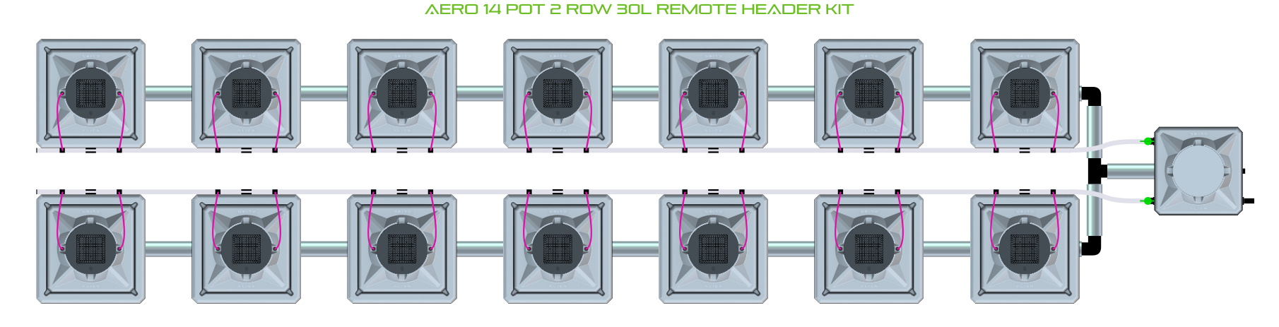 Alien Hydroponics AERO 14 Pot 2 Row Kit
