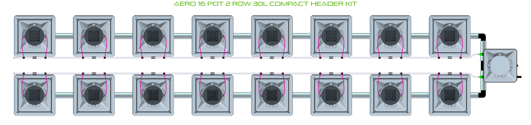 Alien Hydroponics AERO 16 Pot 2 Row Kit