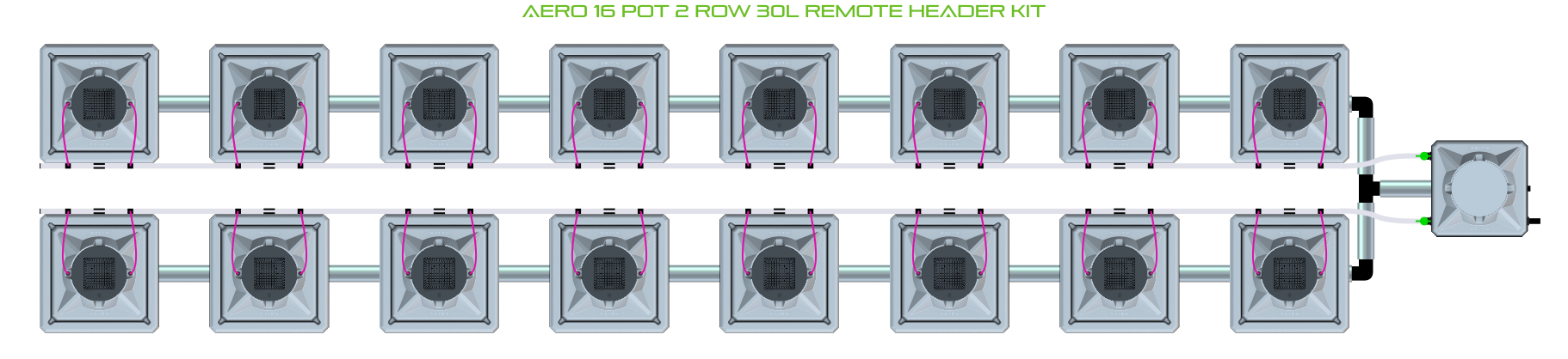 Alien Hydroponics AERO 16 Pot 2 Row Kit