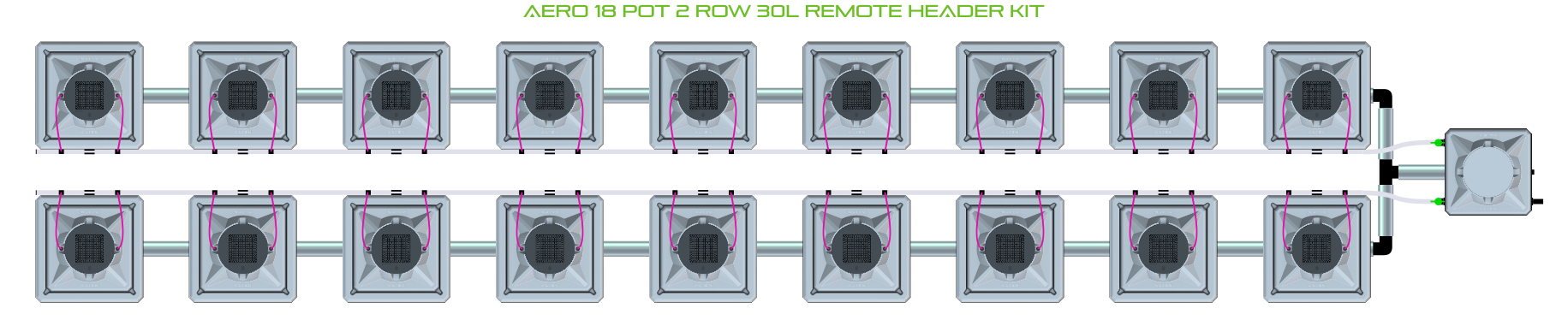 Alien Hydroponics AERO 18 Pot 2 Row Kit