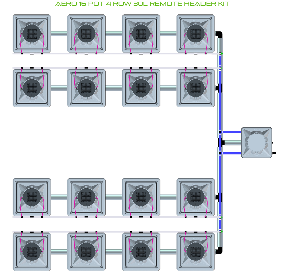 Alien Hydroponics AERO 16 Pot 4 Row Kit