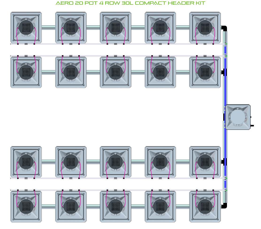 Alien Hydroponics AERO 20 Pot 4 Row Kit