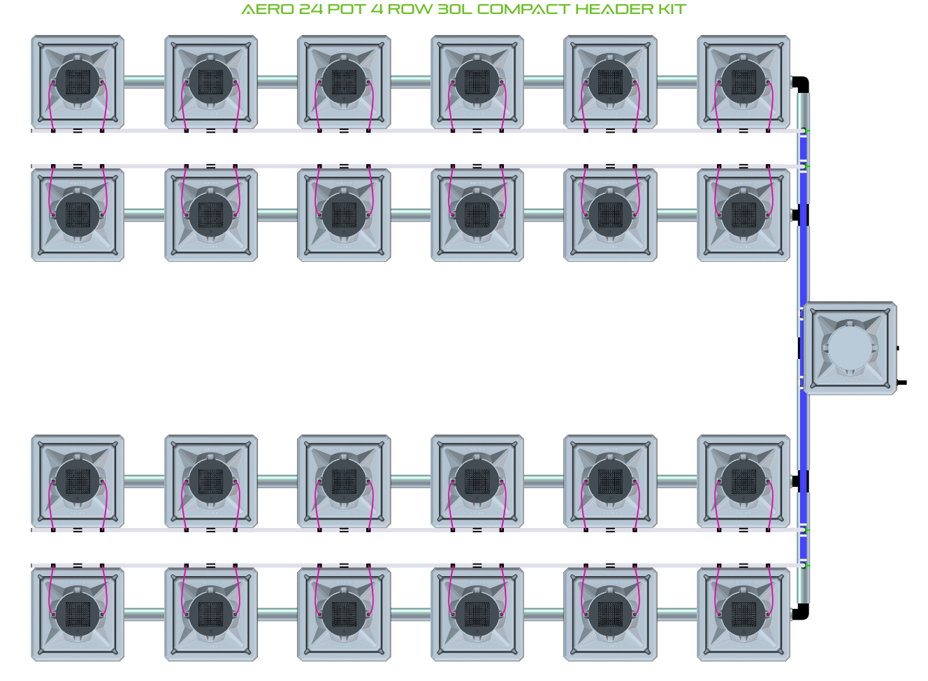 Alien Hydroponics AERO 24 Pot 4 Row Kit