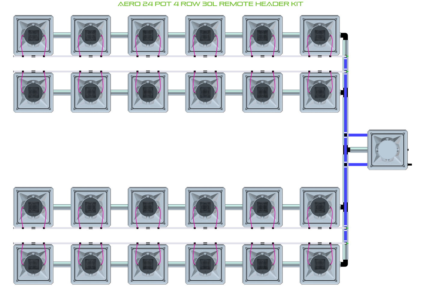 Alien Hydroponics AERO 24 Pot 4 Row Kit