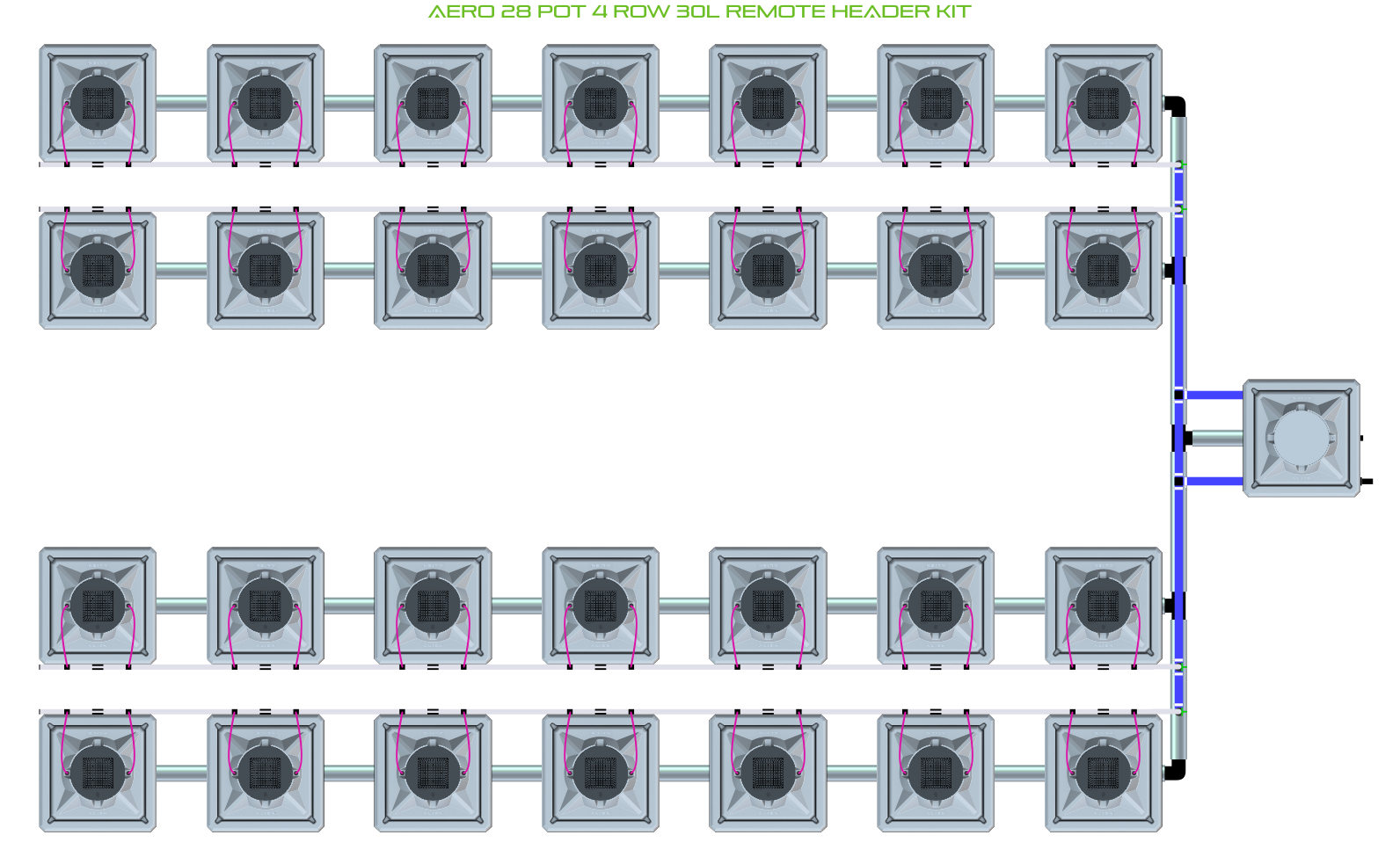 Alien Hydroponics AERO 28 Pot 4 Row Kit