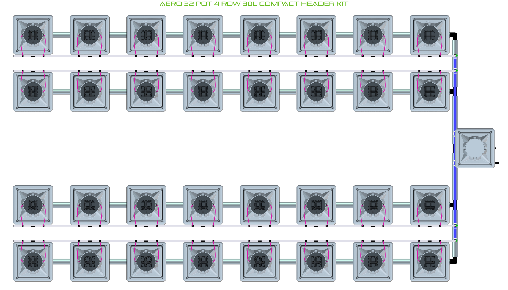 Alien Hydroponics AERO 32 Pot 4 Row Kit