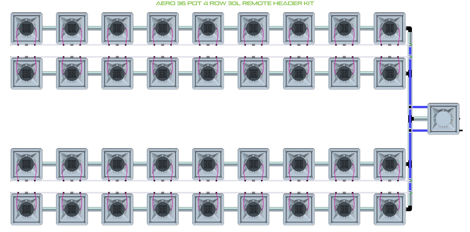 Alien Hydroponics AERO 36 Pot 4 Row Kit