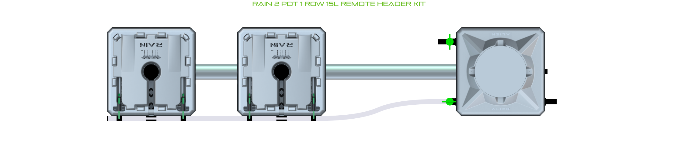 Alien Hydroponics RAIN 2 Pot 1 Row Kit
