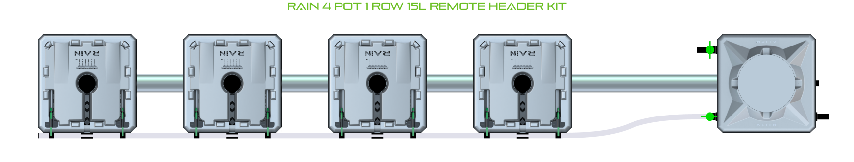 Alien Hydroponics RAIN 4 Pot 1 Row Kit